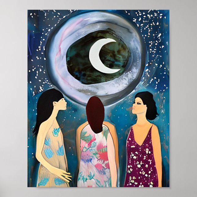 Arte místico | Mujeres mirando a la luna (Frente)