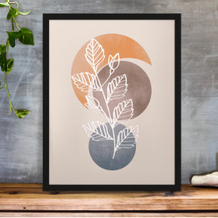 Arte moderno abstracto boho de follaje de plantas