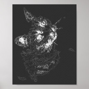 arte moderno abstracto de línea fina de gato estét