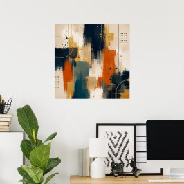 Arte moderno abstracto de lujo en oro y azul marin