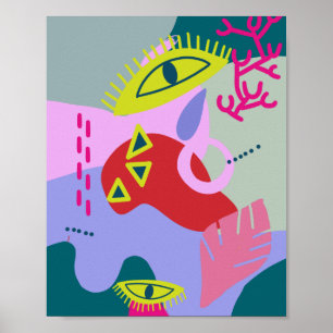 Arte moderno abstracto de moda y colorido impreso