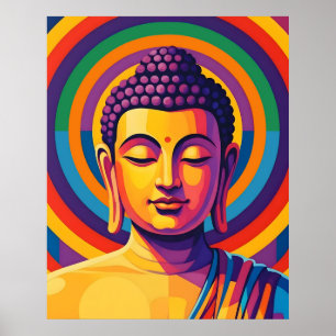 Arte moderno colorido Retrato de Buda meditando