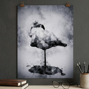 Arte moderno de acuarela en negro y blanco de flam