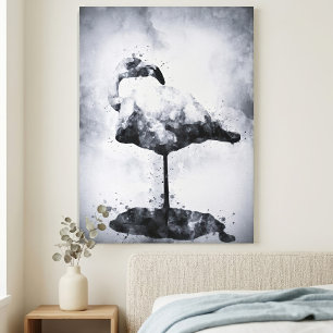 Arte moderno de acuarela en negro y blanco de flam