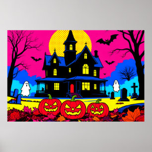 Arte moderno de Halloween de cementerio Pop