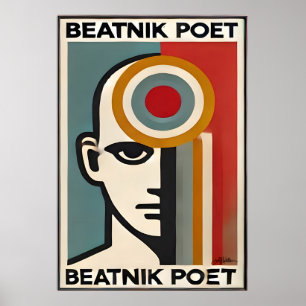 Arte moderno de mediados de siglo Beatnik Poeta