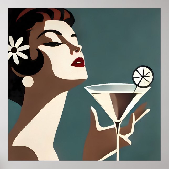 Arte Moderno de Mitad de Siglo La DIva del Martini (Frente)