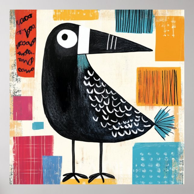 Arte moderno de pájaro negro (Frente)