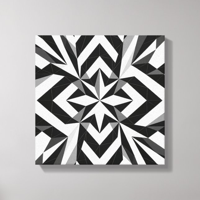 Arte moderno de pared geométrica en blanco y negro (Anverso)