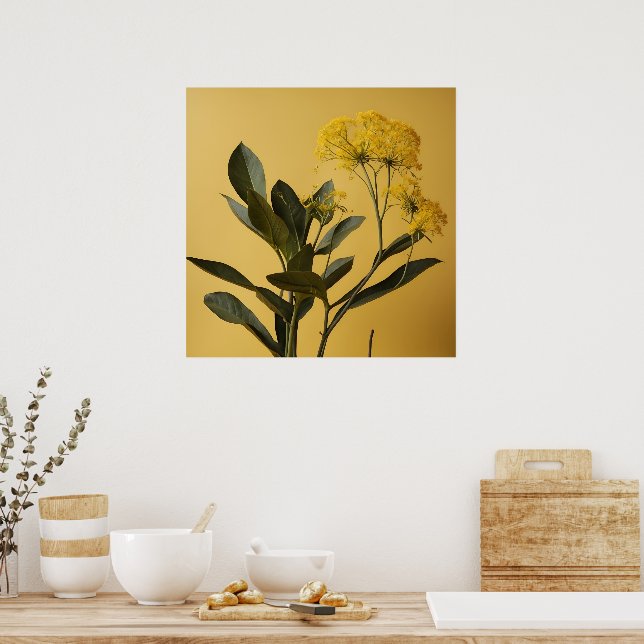 Arte moderno de planta de leafy amarillo (Cocina)