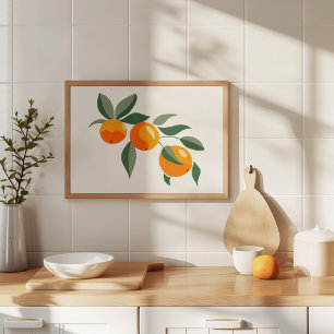Arte Moderno de Rama de Naranja Pintada a Mano con