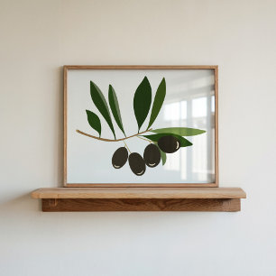 Arte moderno de rama de olivo pintado a mano con g