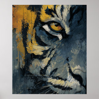 Arte moderno de tigre en pared, arte atrevido y lu