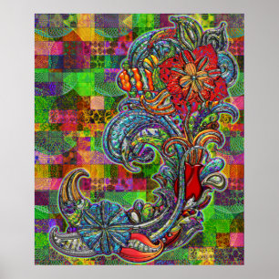Arte moderno del extracto floral de los rizos