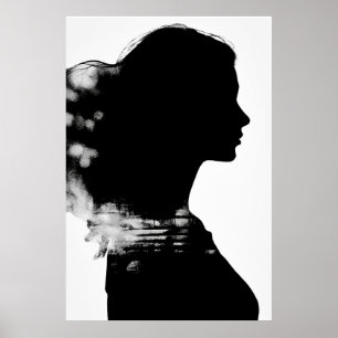 Arte moderno en blanco y negro Escena Silueta de n