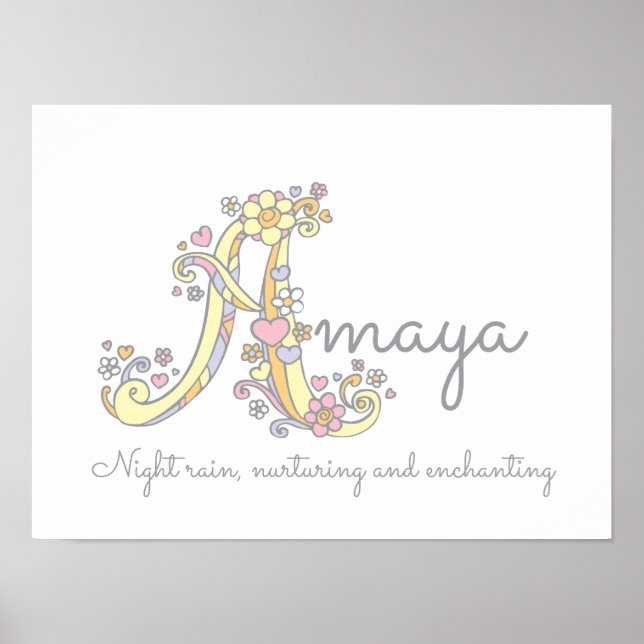 Arte monográfico Amaya nombre chicas que significa (Frente)