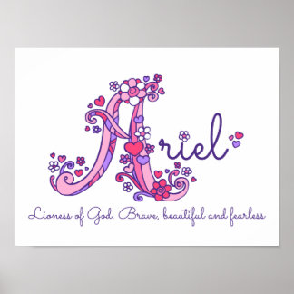 Arte monográfico Ariel chicas nombre poster