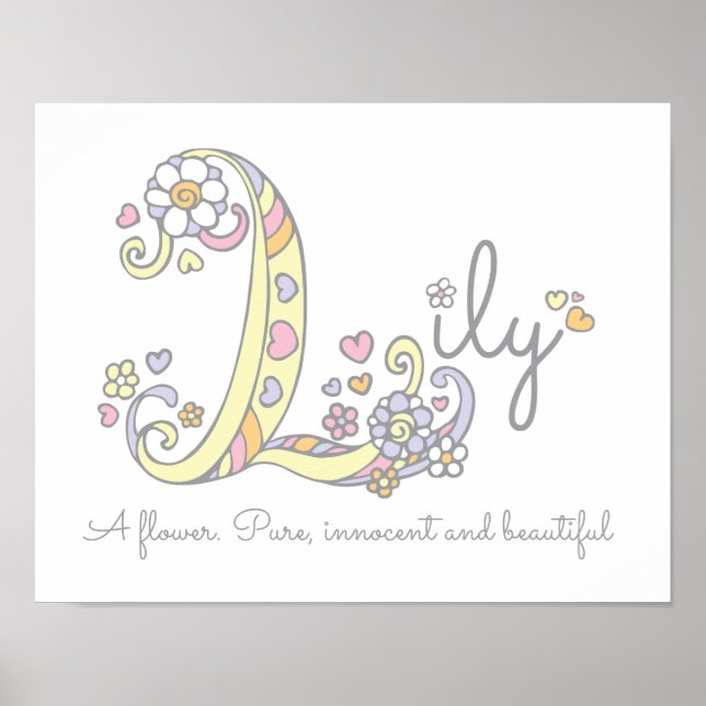 Arte monograma L Nombre de chicas de Lily que sign (Frente)
