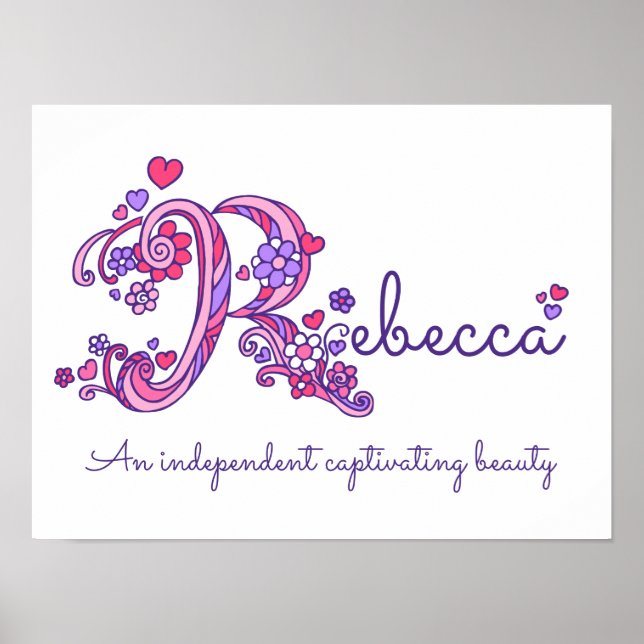 Arte monograma Rebecca chicas nombre poster (Frente)