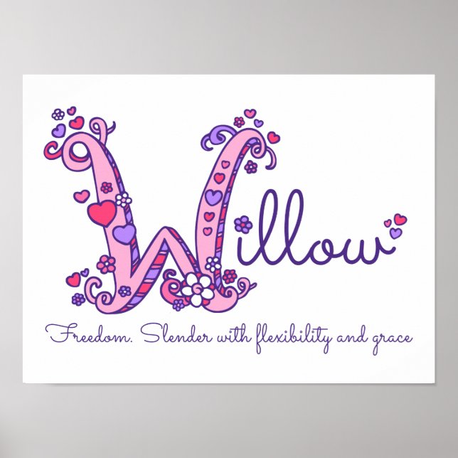 Arte monograma W chicas Willow significa poster (Frente)