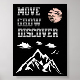 Arte motivacional de montaña Mover Crecer Descubr