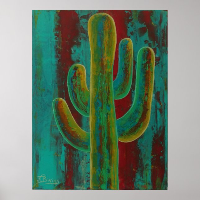 Arte mural abstracto del desierto del cactus del s (Frente)