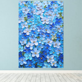 Arte mural abstracto floral azul y azul claro
