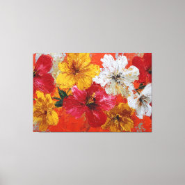Arte mural abstracto floral rojo y amarillo radian