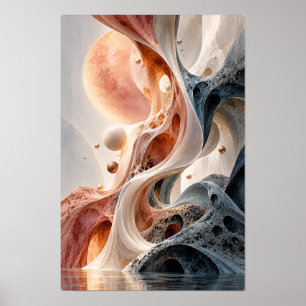 Arte mural abstracto surrealista de flujo celestia