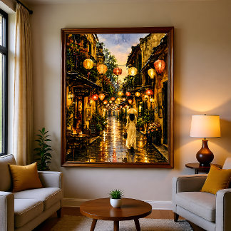 Arte mural acuarela del antiguo barrio de Hanoi Vi
