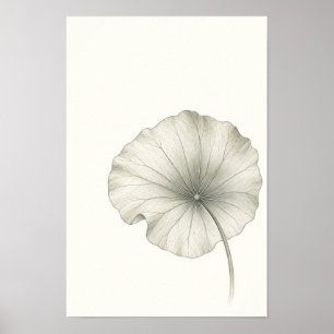 Arte mural botánico de hoja de loto minimalista
