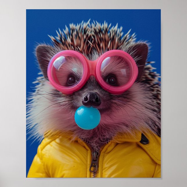 Arte mural caprichoso y adorable erizo chicle Be K (Frente)