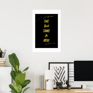 Arte mural con citas motivacionales, oro y negro