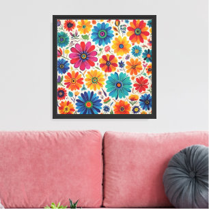 Arte mural con patrón floral colorido