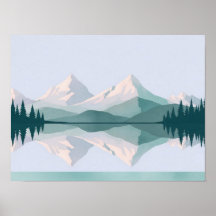 Arte mural con vistas a dos montañas en colores ca