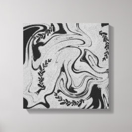 Arte mural de acrílico negro y blanco "Botanic Bal