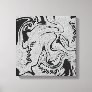Arte mural de acrílico negro y blanco "Botanic Bal