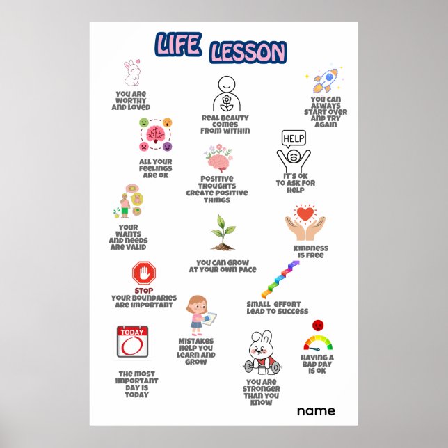 Arte mural de afirmaciones de lecciones de vida (Frente)