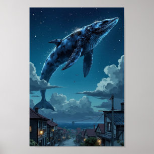 Arte mural de ballena fantástica del cielo de anim
