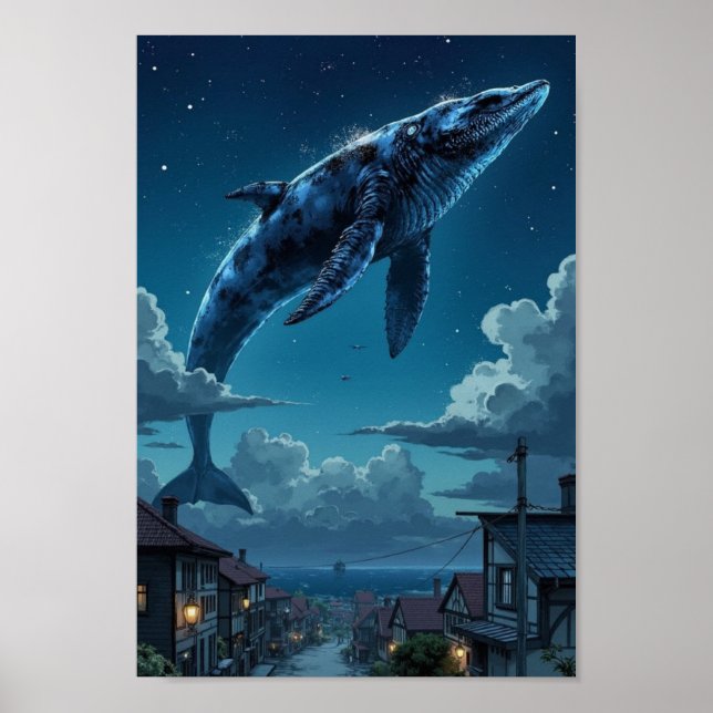 Arte mural de ballena fantástica del cielo de anim (Frente)
