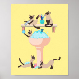 Arte mural de baño para gatos