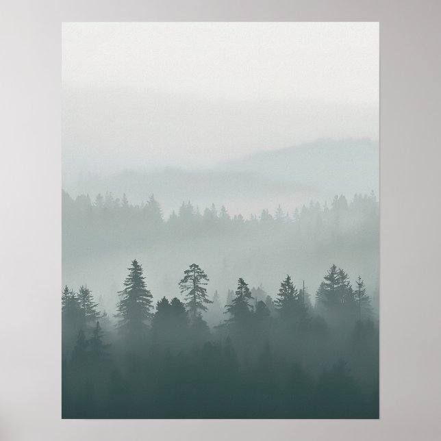 Arte mural de bosque brumoso minimalista (Frente)