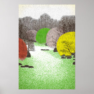Arte mural de bosque punteado Río de arte pop vibr
