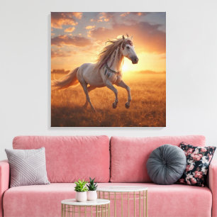 Arte mural de caballo blanco majestuoso Elegante