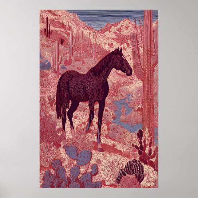 Arte mural de caballo del desierto occidental, Sag (Frente)