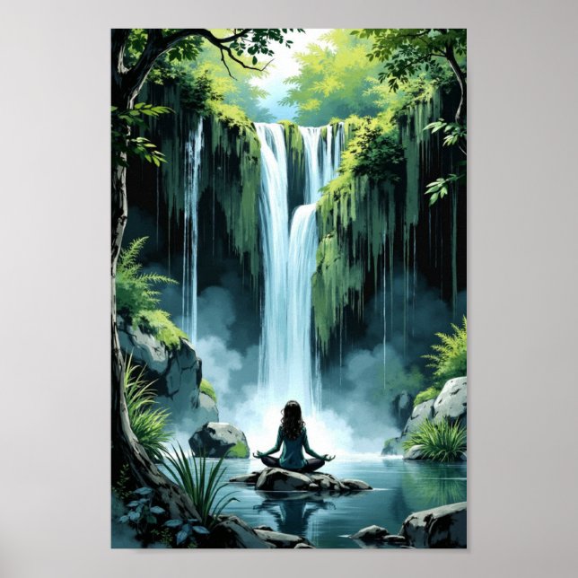 Arte mural de cascada de anime serenidad (Frente)