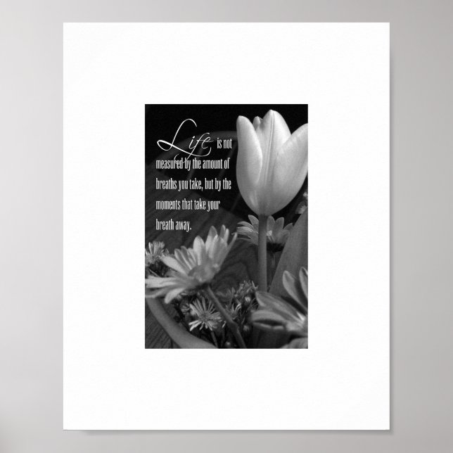 Arte mural de citas florales en blanco y negro (Frente)