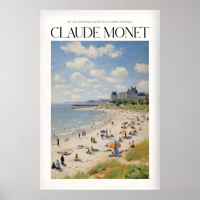 Arte mural de Claude Monet día soleado en la playa (Frente)
