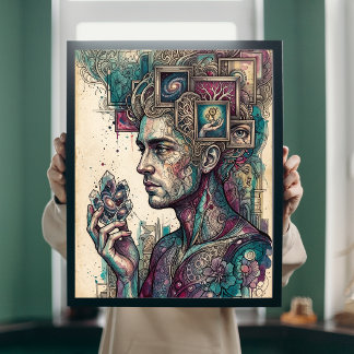 Arte mural de cristal de galaxia surrealista de la