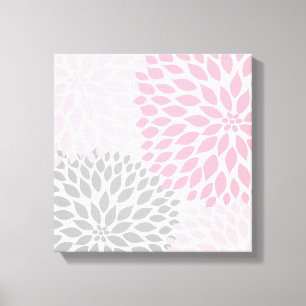 Arte mural de Dahlia Square rosa y gris